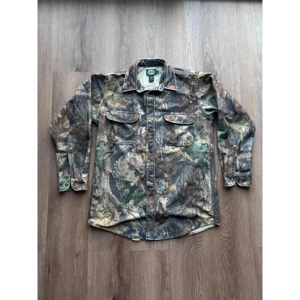 Cabela's Advantage Timber Camo Large Tall Fleece Buttoned Long Sleeve Shirt